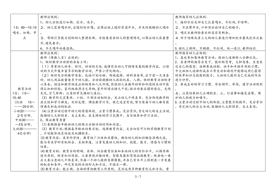 幼儿园教师一日工作流程和标准_第3页