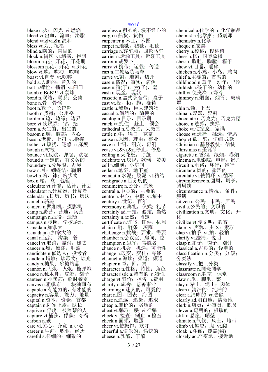 大学英语四级词汇表顺序完整版_第3页