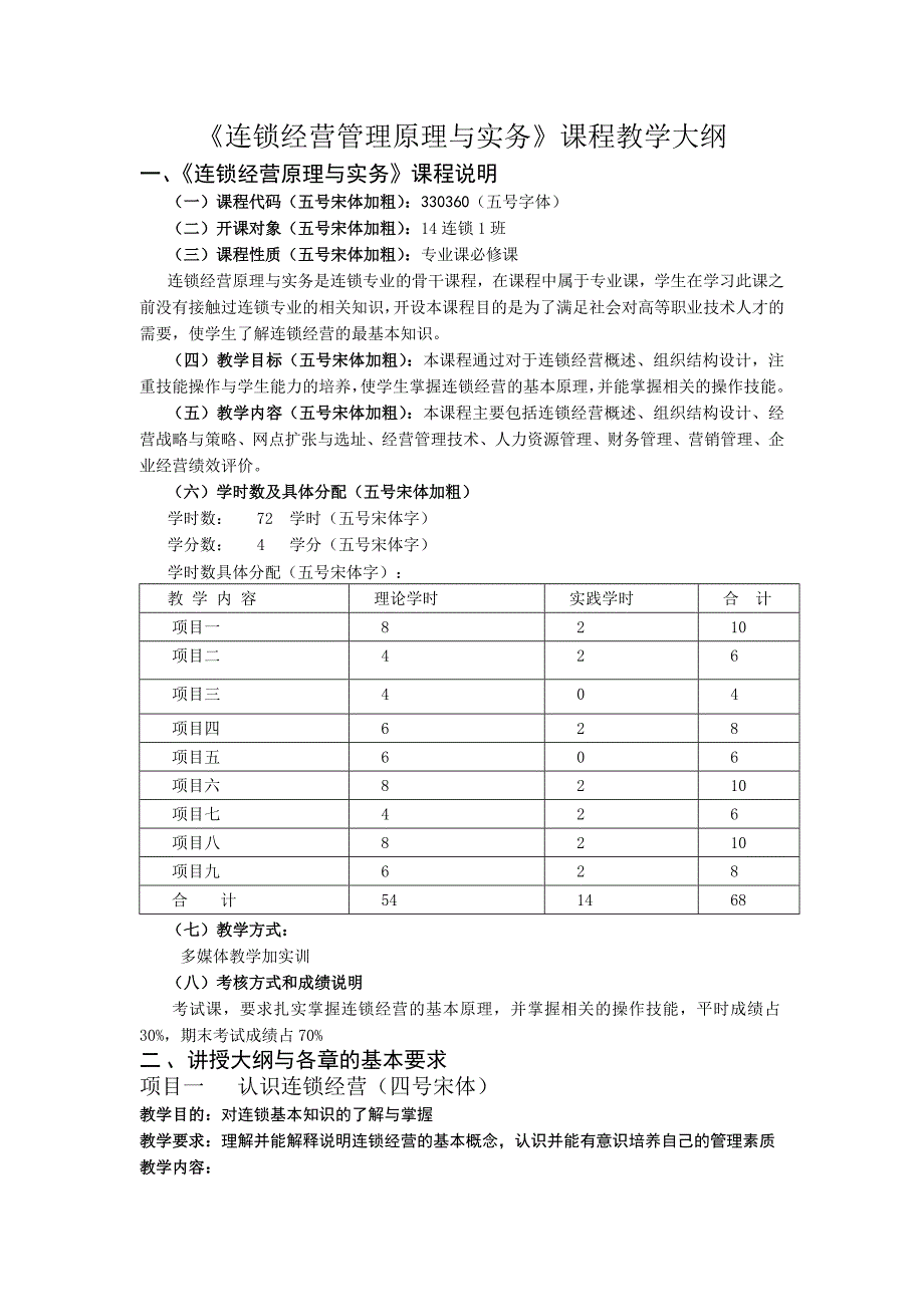 连锁经营管理原理与实务教学大纲_第1页