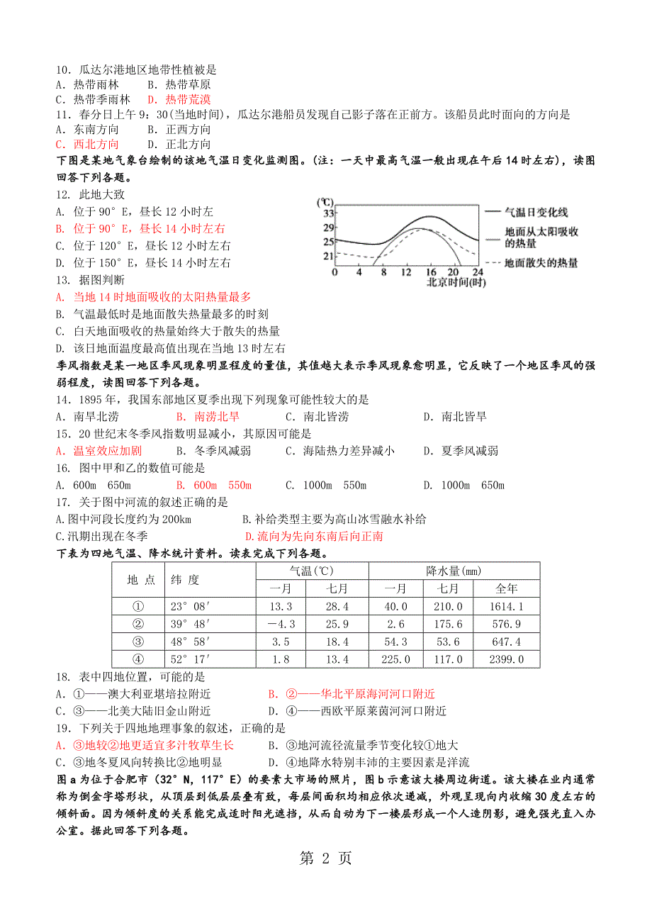 2023年届高三文科卓越班地理周练14.doc_第2页