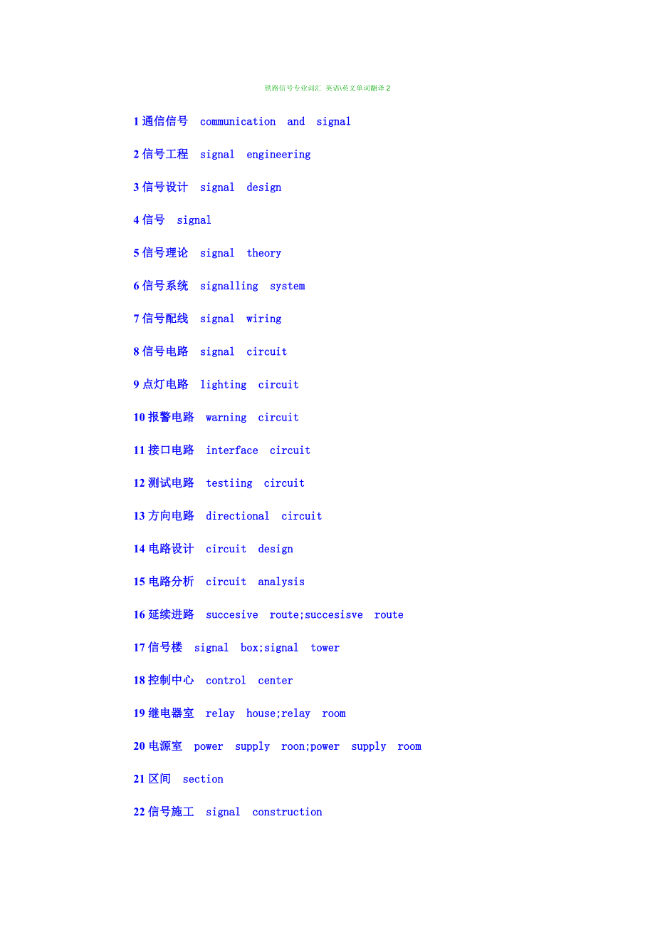 铁路信号专业英语_第1页