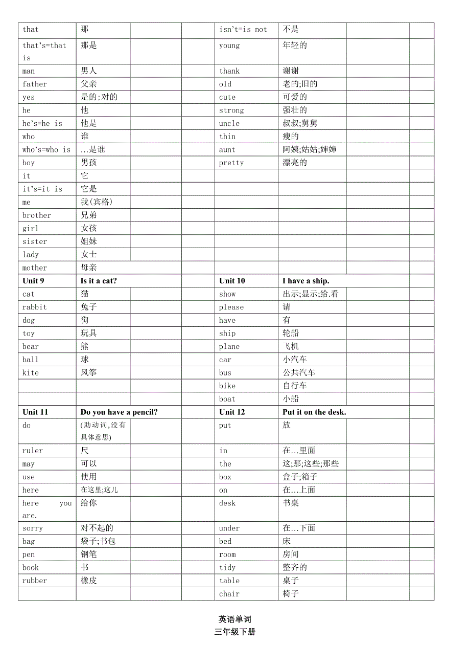 广州版小学英语三至六年级单词表_第2页