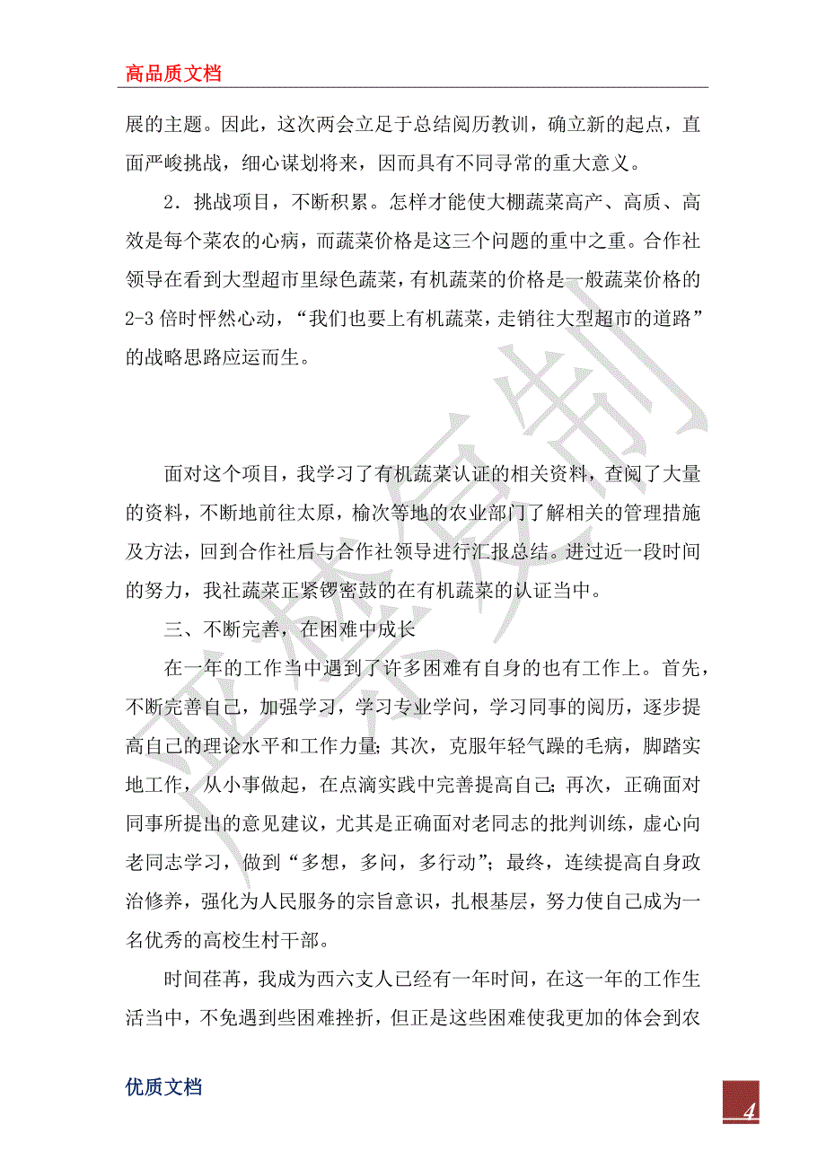 2023年大学生村干部村委主任助理个人工作总结_第4页