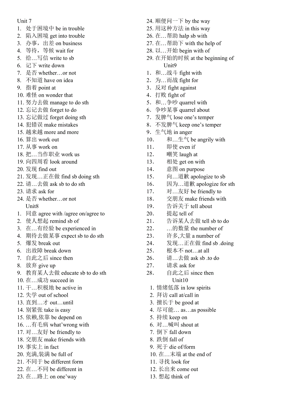 英语基础模块上1-12短语_第2页