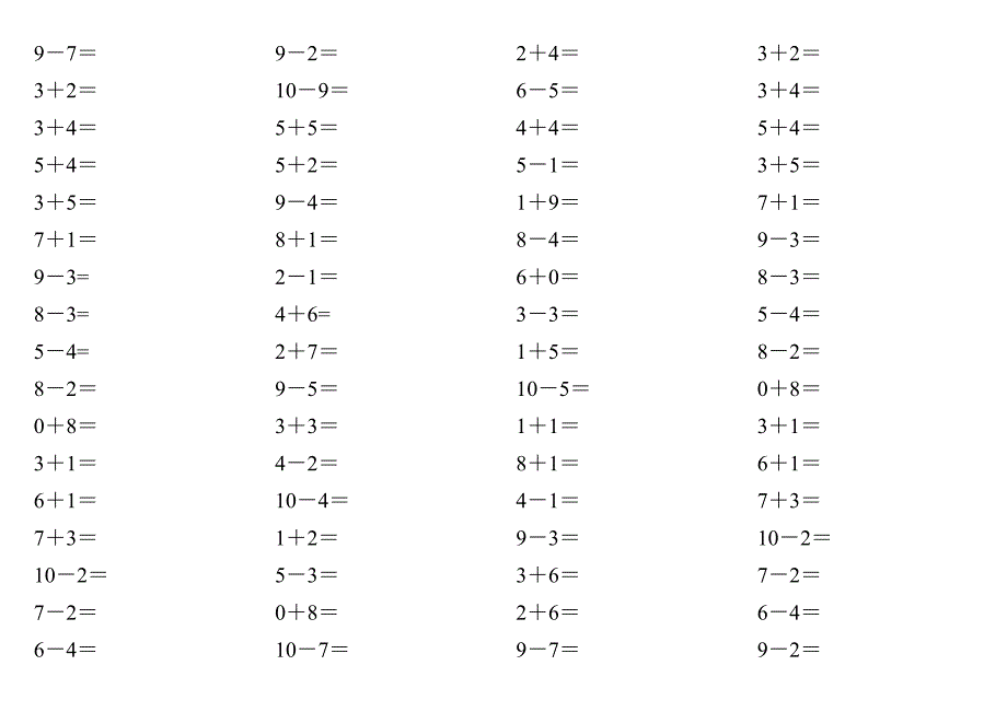 幼儿园小学10以内加减法练习题打印 （精选可编辑）.docx_第1页