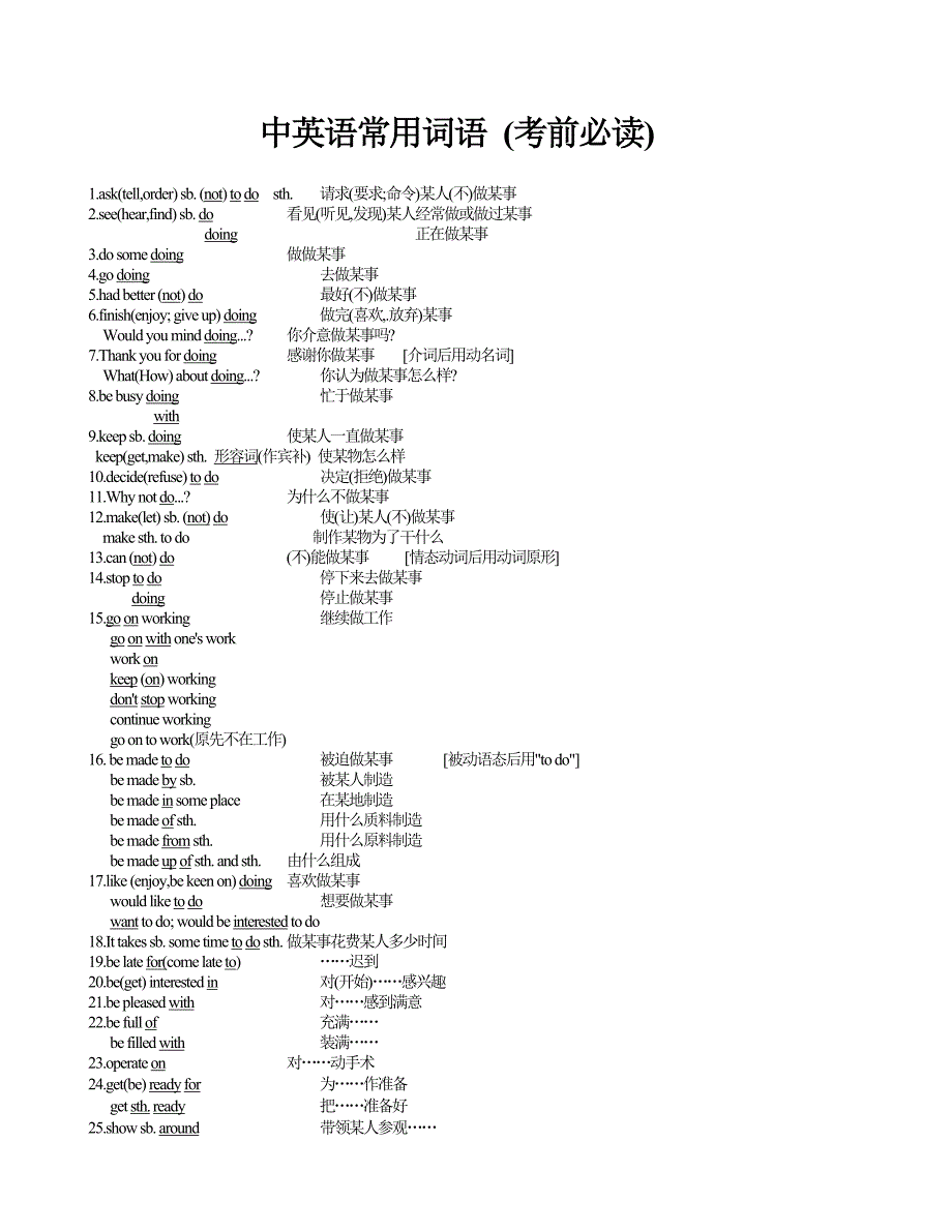 初中英语词组大全_第1页