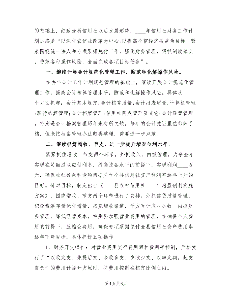 农村信用社财务人员年度工作计划标准(2篇)_第4页