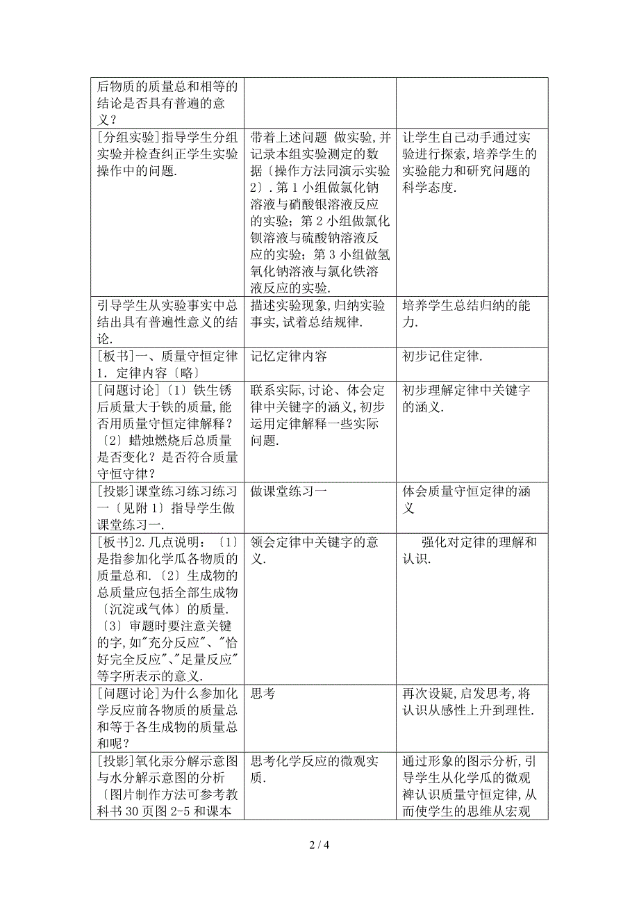 课题质量守衡定律教设计_第2页