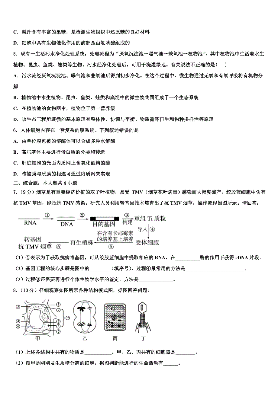 2023年山西省大同市阳高县第一中学生物高二下期末检测模拟试题（含解析）.doc_第2页