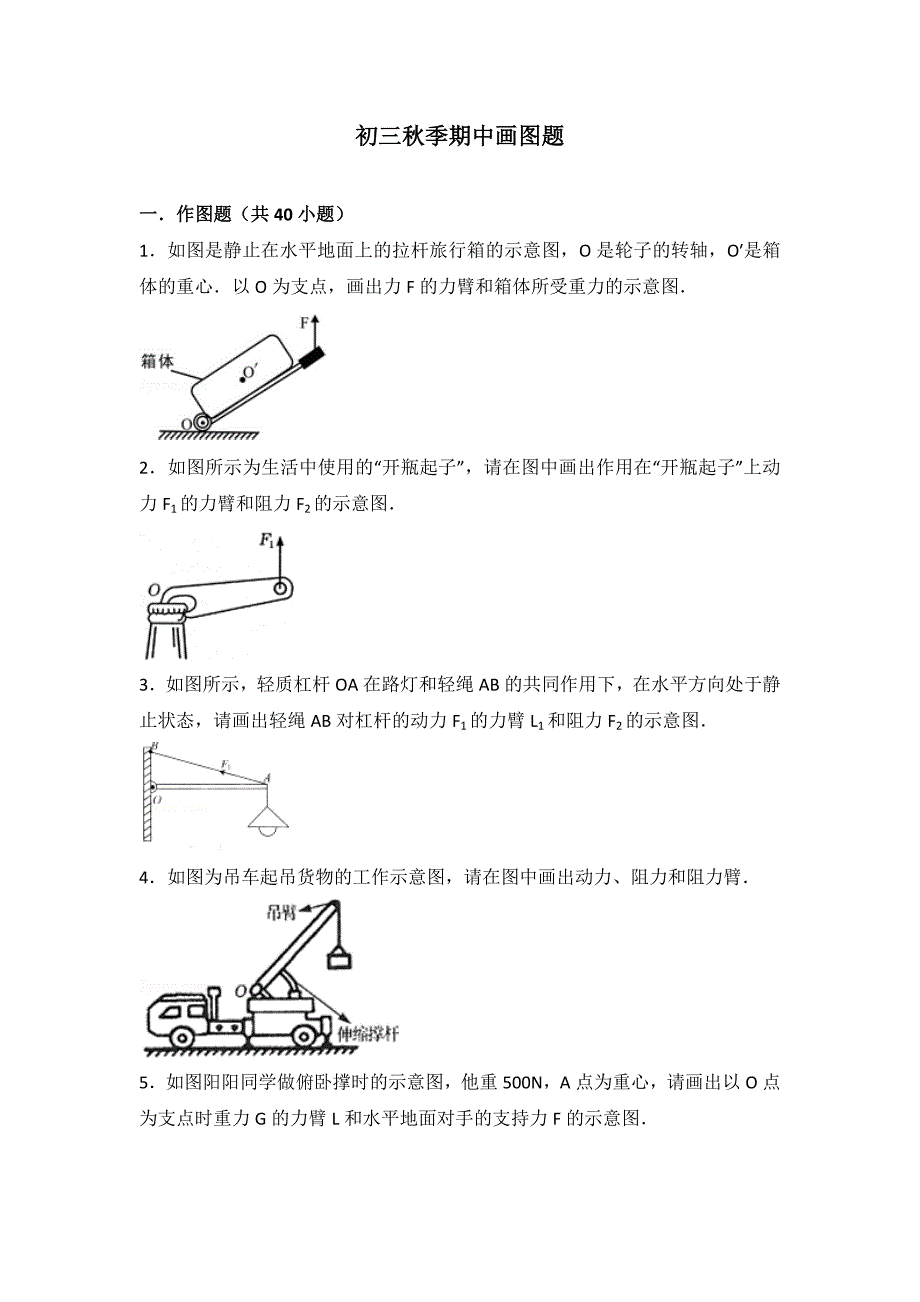 初三秋季期中物理画图题_第1页