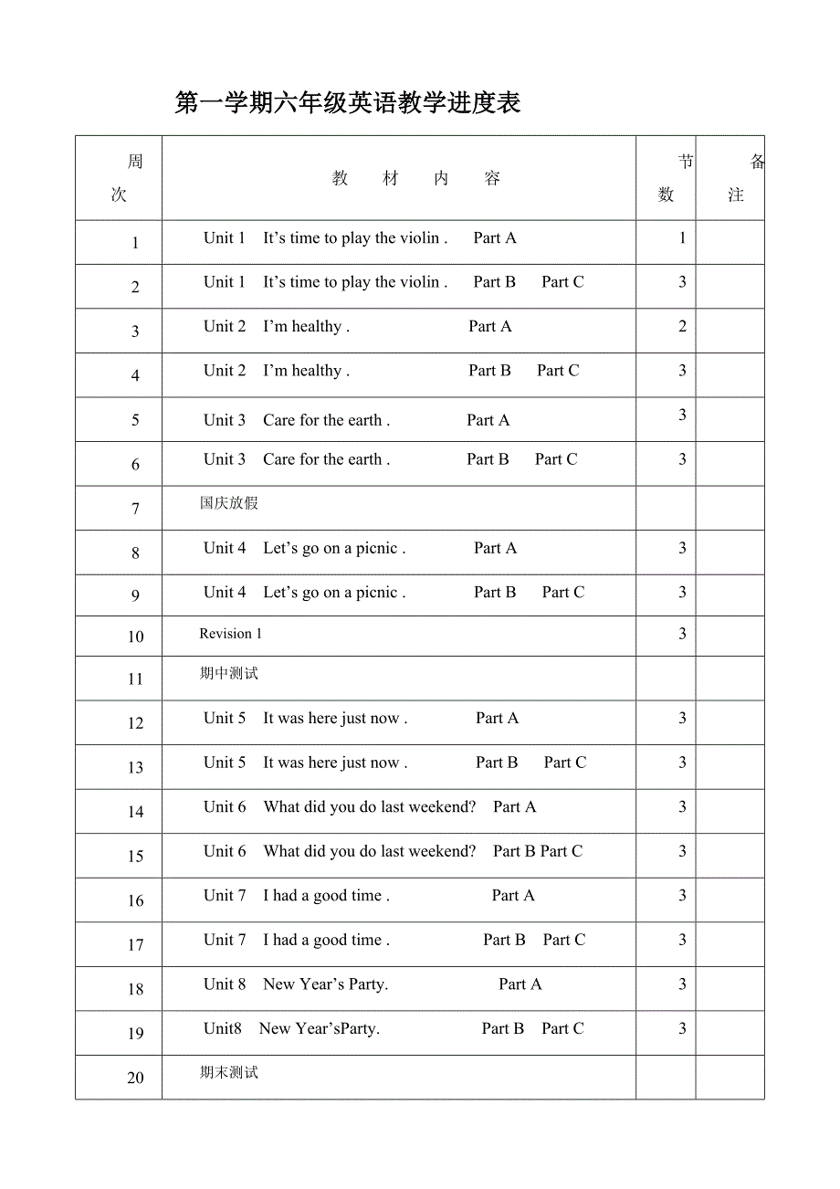 陕旅版小学六年级英语上册教案全册.doc_第1页