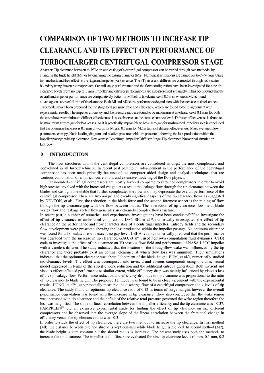 COMPARISON OF TWO METHODS TO INCREASE TIP CLEARANCE AND ITS EFFECT ON PERFORMANCE OF TURBOCHARGER CENTRIFUGAL COMPRESSOR STAGE_第1页