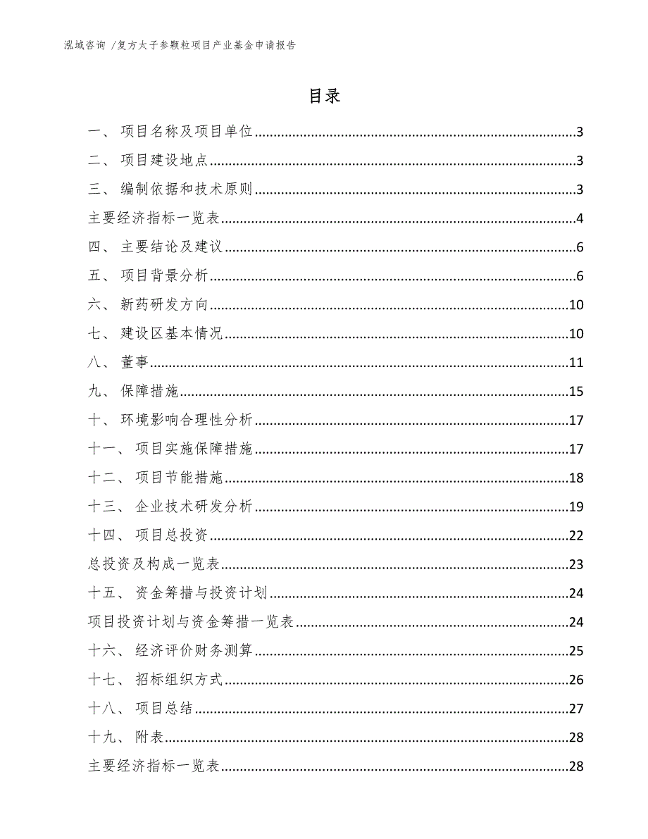 复方太子参颗粒项目产业基金申请报告_第1页