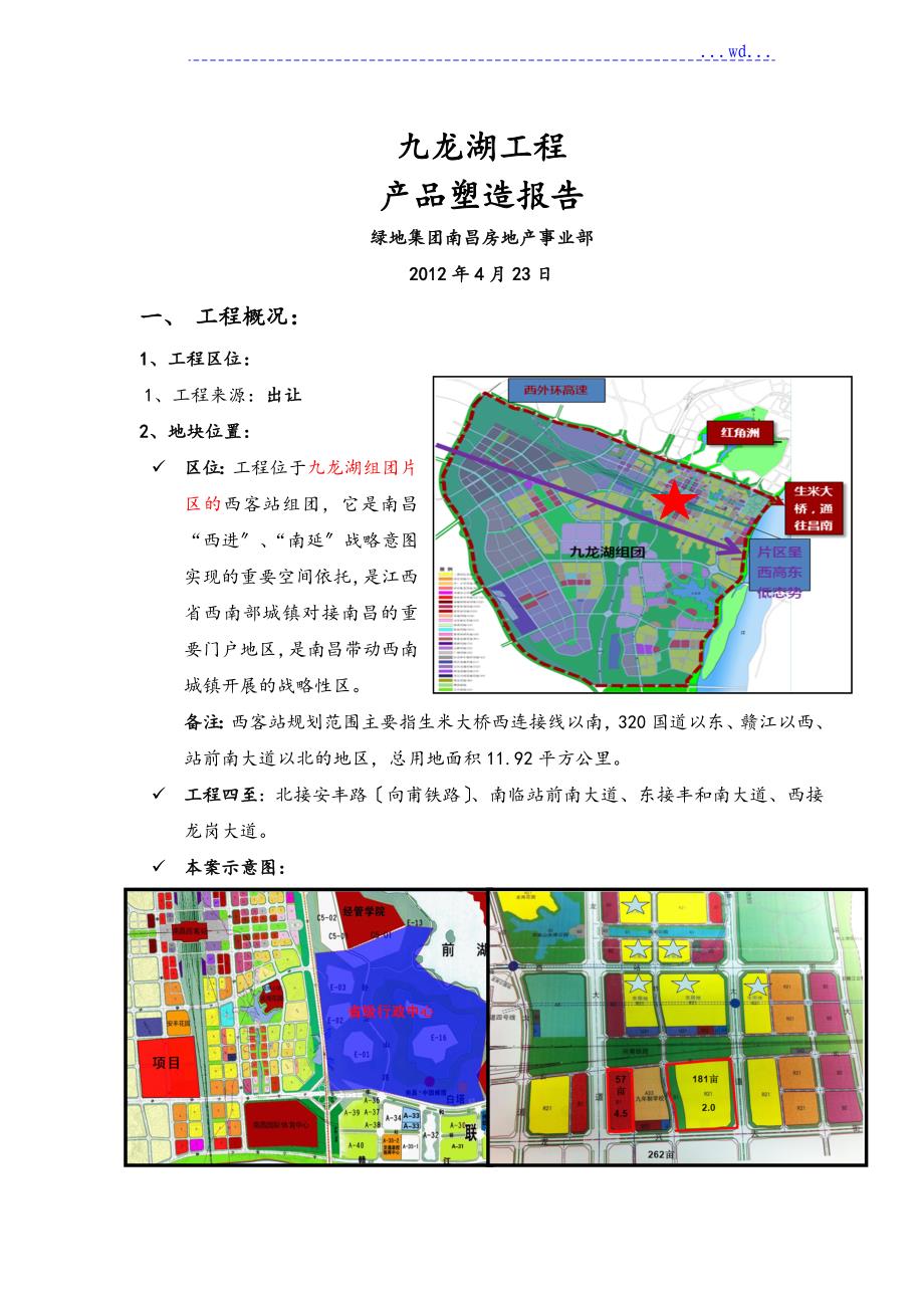 南昌事业部九龙湖地块项目塑性报告_第1页