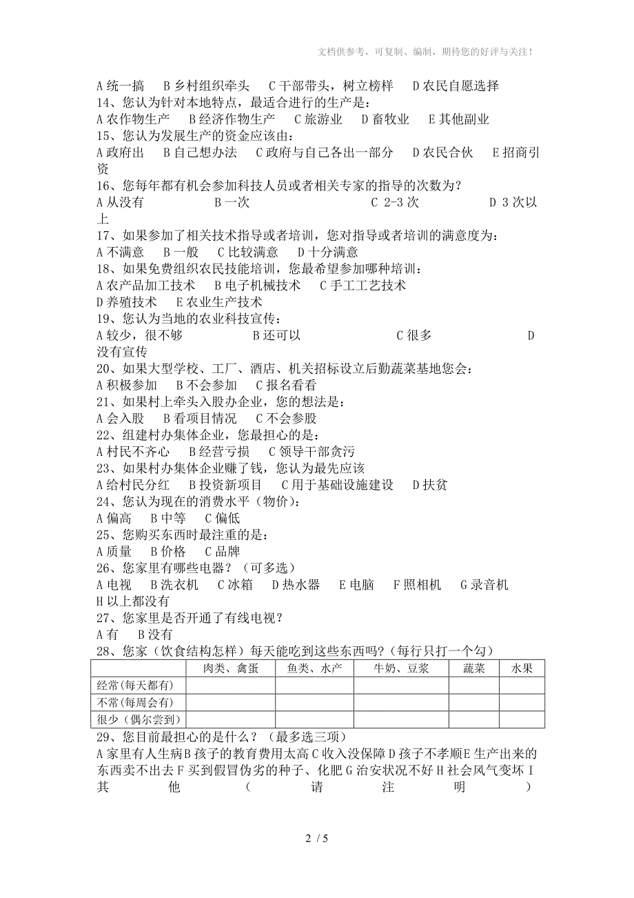 新农村建设调查问卷_第2页