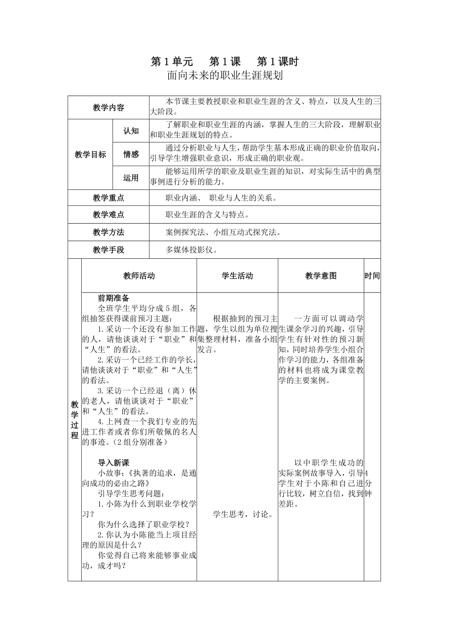 《职业生涯规划》教案(全).doc_第1页