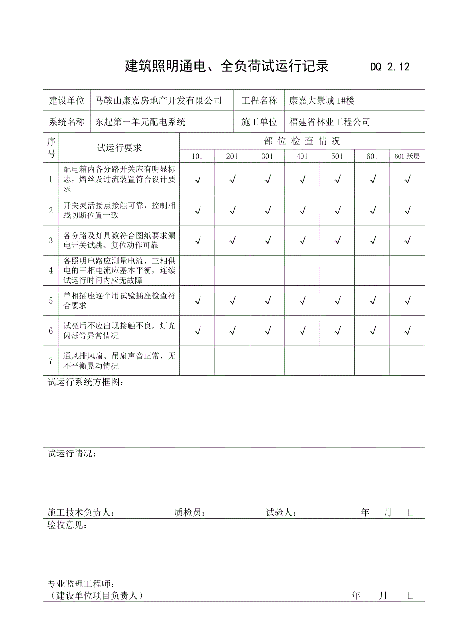 建筑照明通电、全负荷试运行.doc_第1页