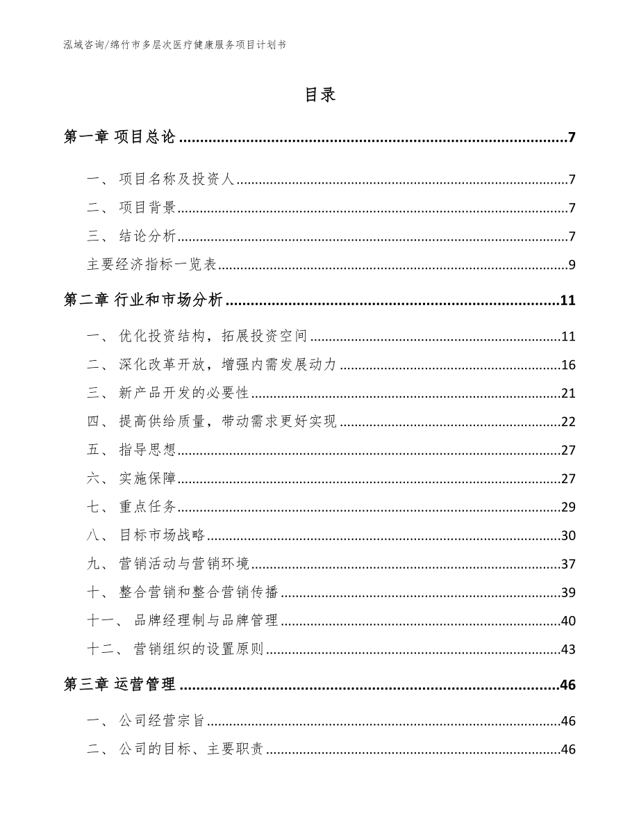 绵竹市多层次医疗健康服务项目计划书（范文模板）_第3页