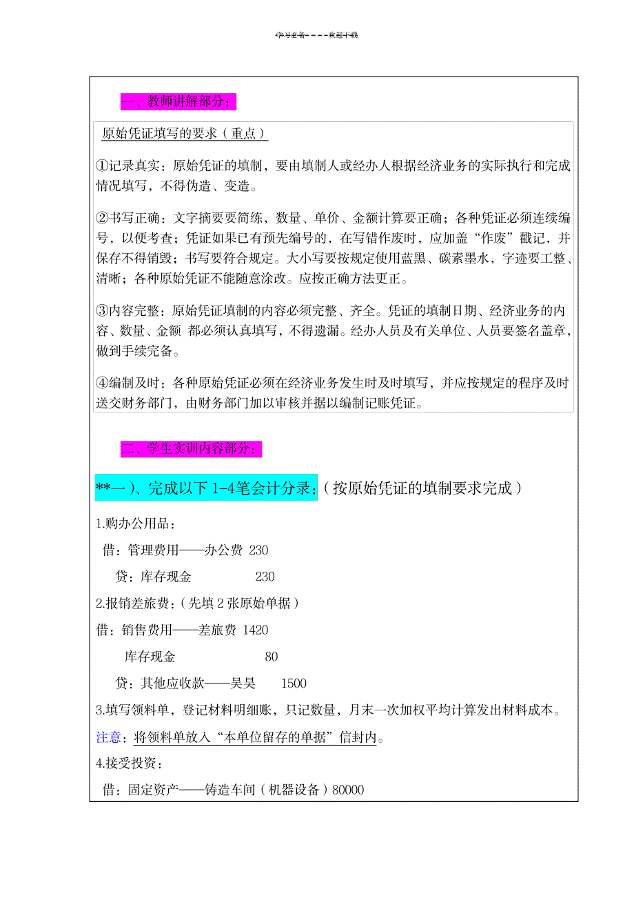 教案(会计综合实训)_资格考试-会计职称考试_第2页