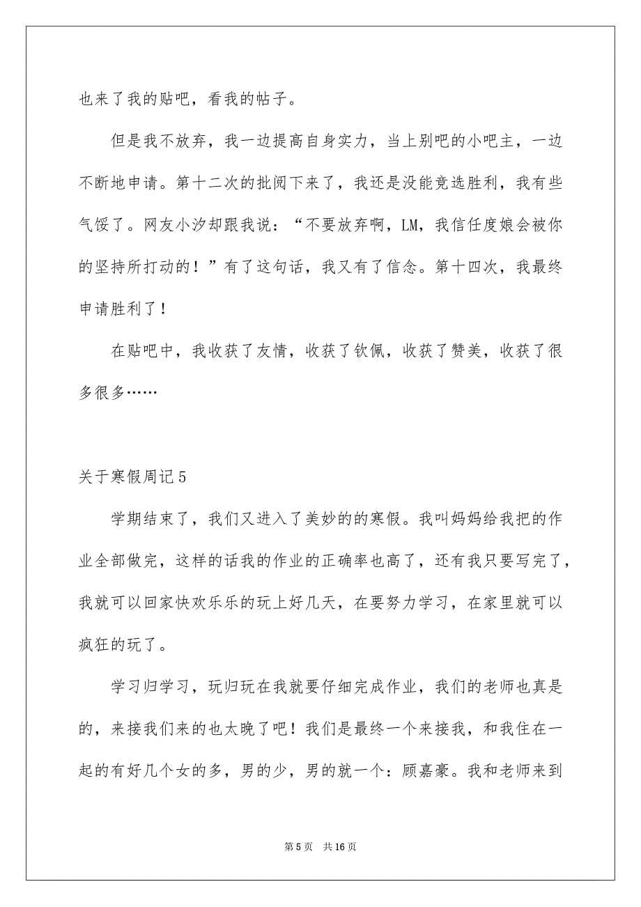 关于寒假周记_第5页