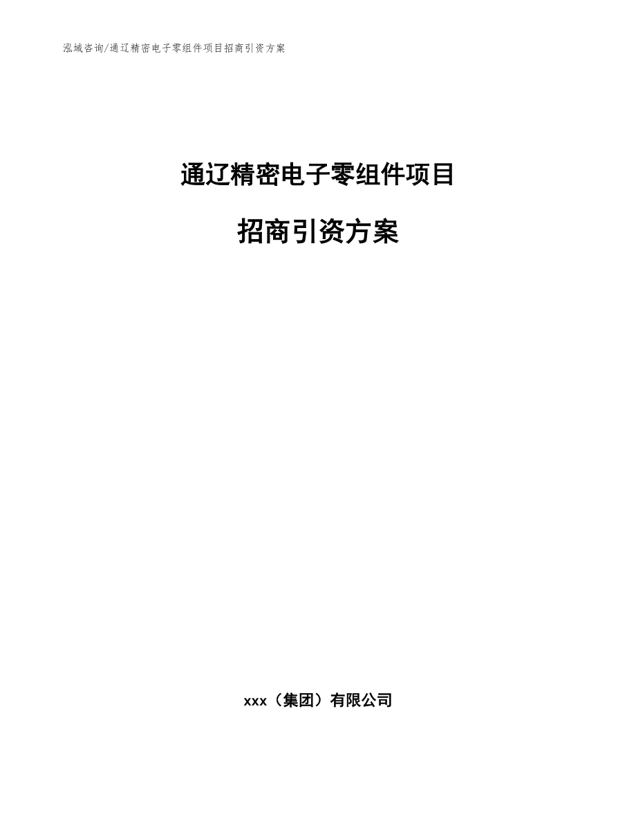 通辽精密电子零组件项目招商引资方案_模板参考_第1页