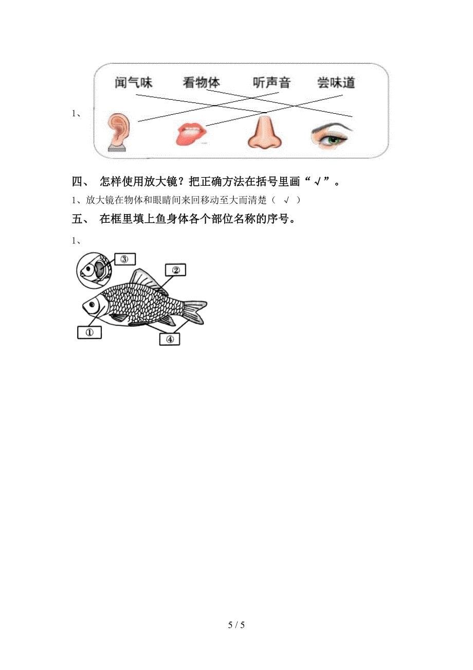 2022-2023年教科版一年级科学下册期中试卷(汇总).doc_第5页