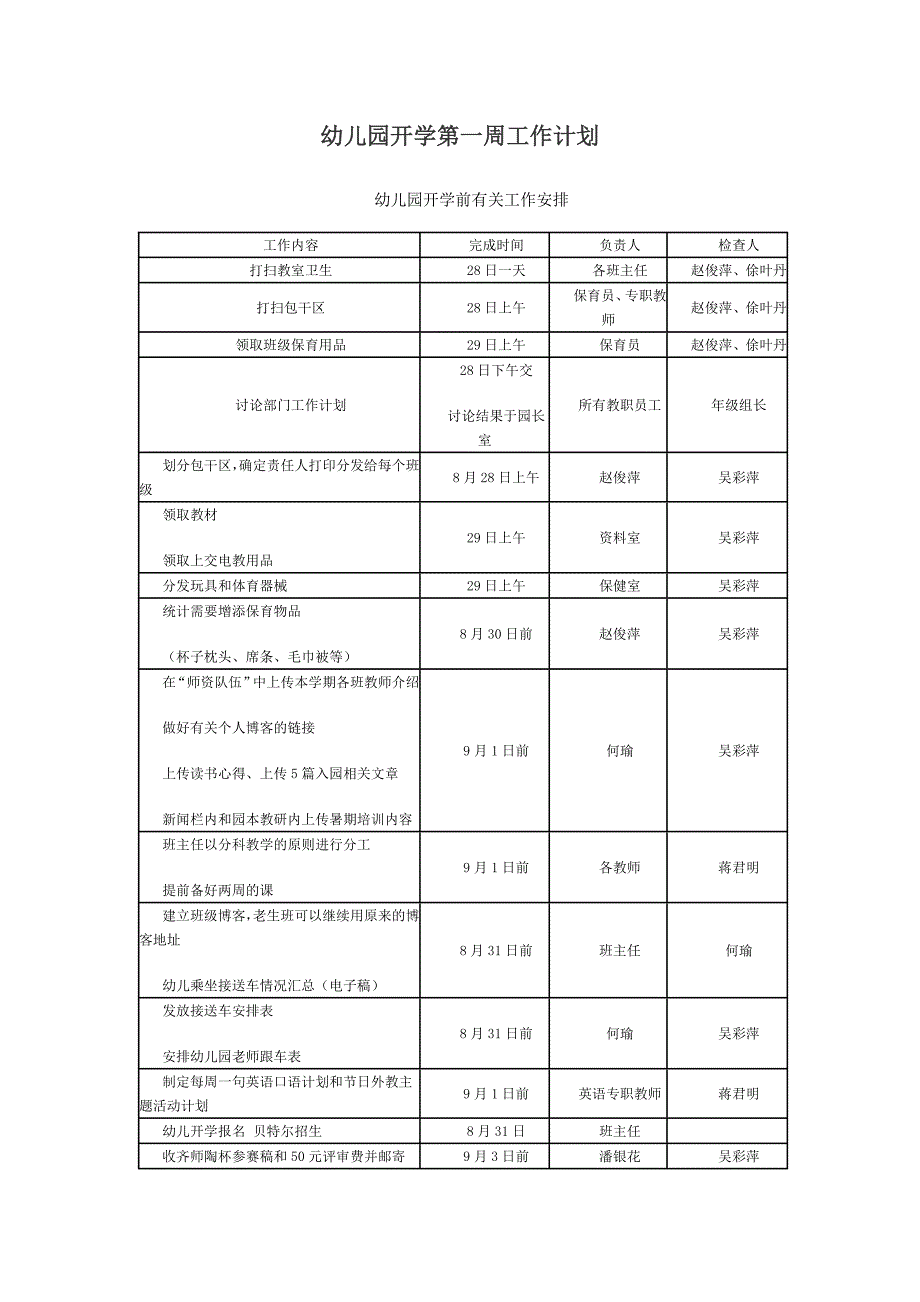 幼儿园开学第一周工作计划_第1页