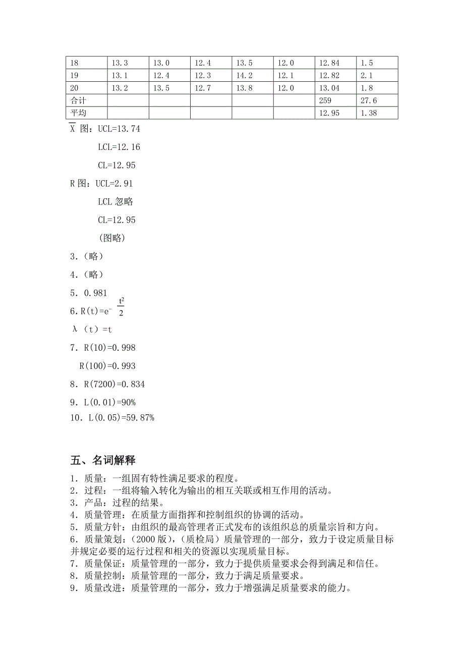 质量管理与可靠性工程综合训练参考答案_第4页