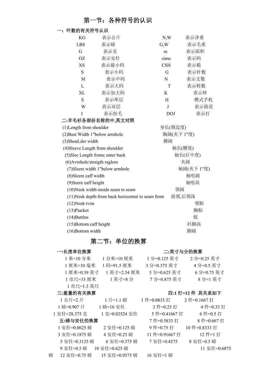 羊毛衫吓数工艺资料_第1页