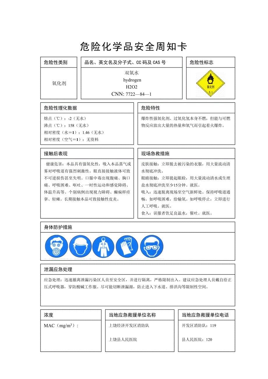 危险化学品安全周知卡 -;_第5页