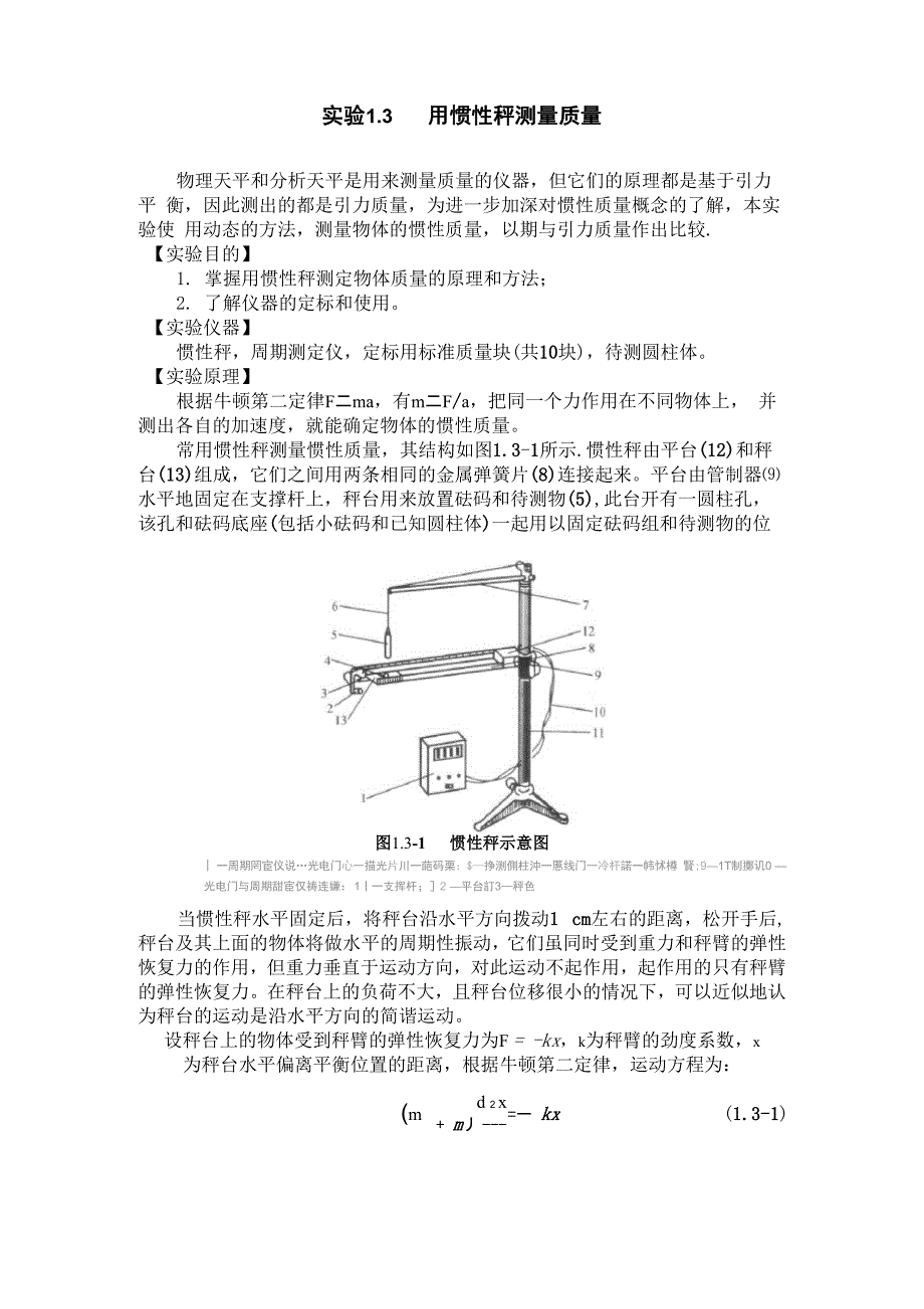 实验13 惯性秤测量质量_第1页