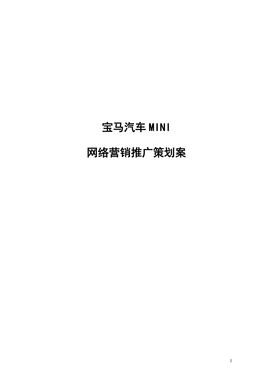 宝马汽车MINI汽车网络营销推广策划案_第1页