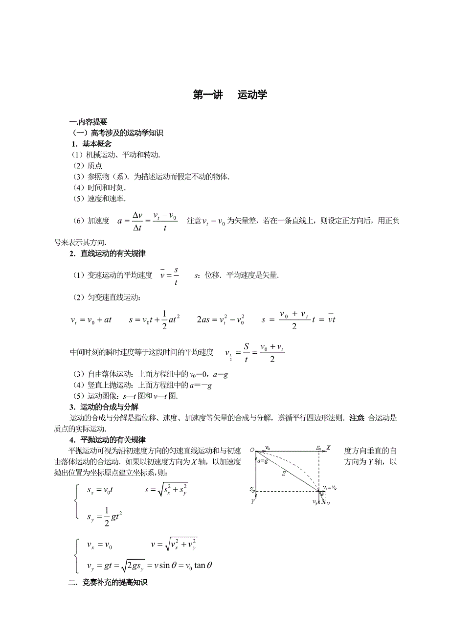 物理课程之动学到机械振动复习资料_第1页