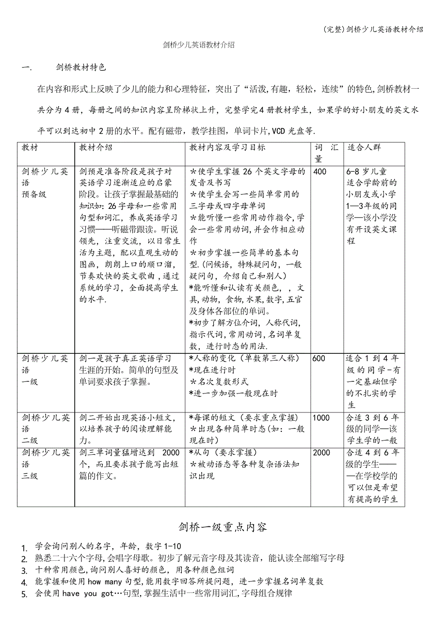 剑桥少儿英语教材介绍_第1页