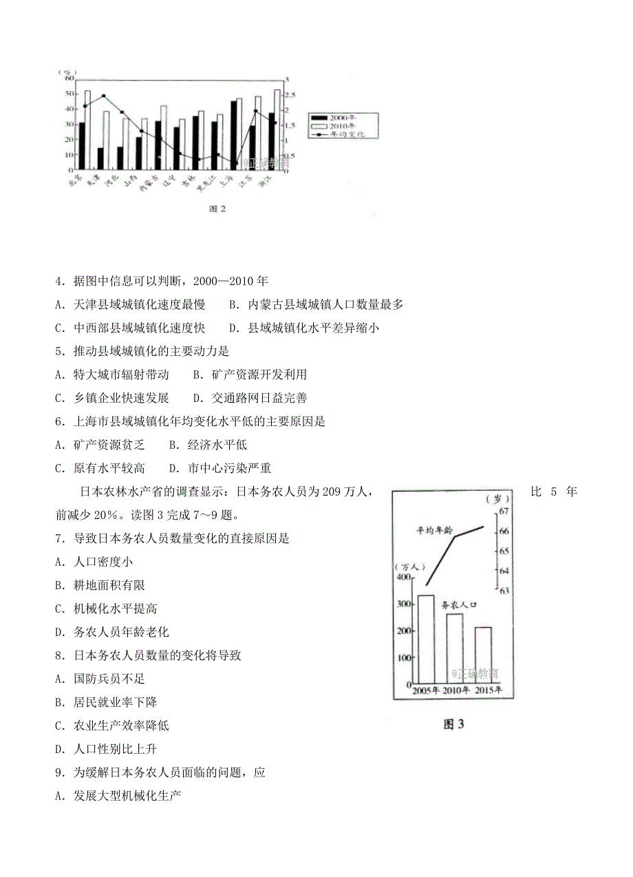 河南省鹤壁市高三调研考试地理试卷含答案_第2页