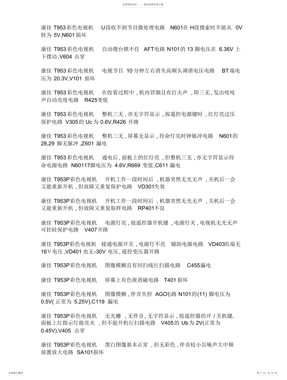 2022年2022年康佳电视老机型维修资料_第3页