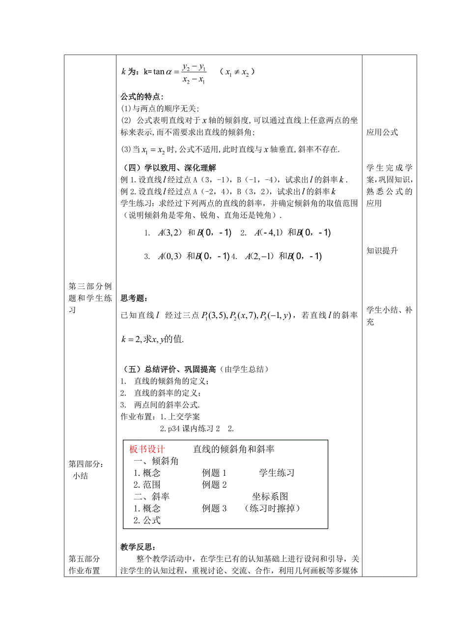 直线的斜率和倾斜角教案_第4页