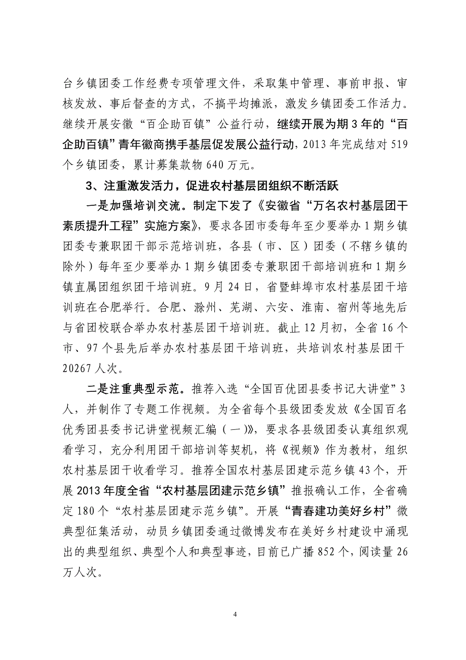 安徽省农村共青团工作总结和_第4页