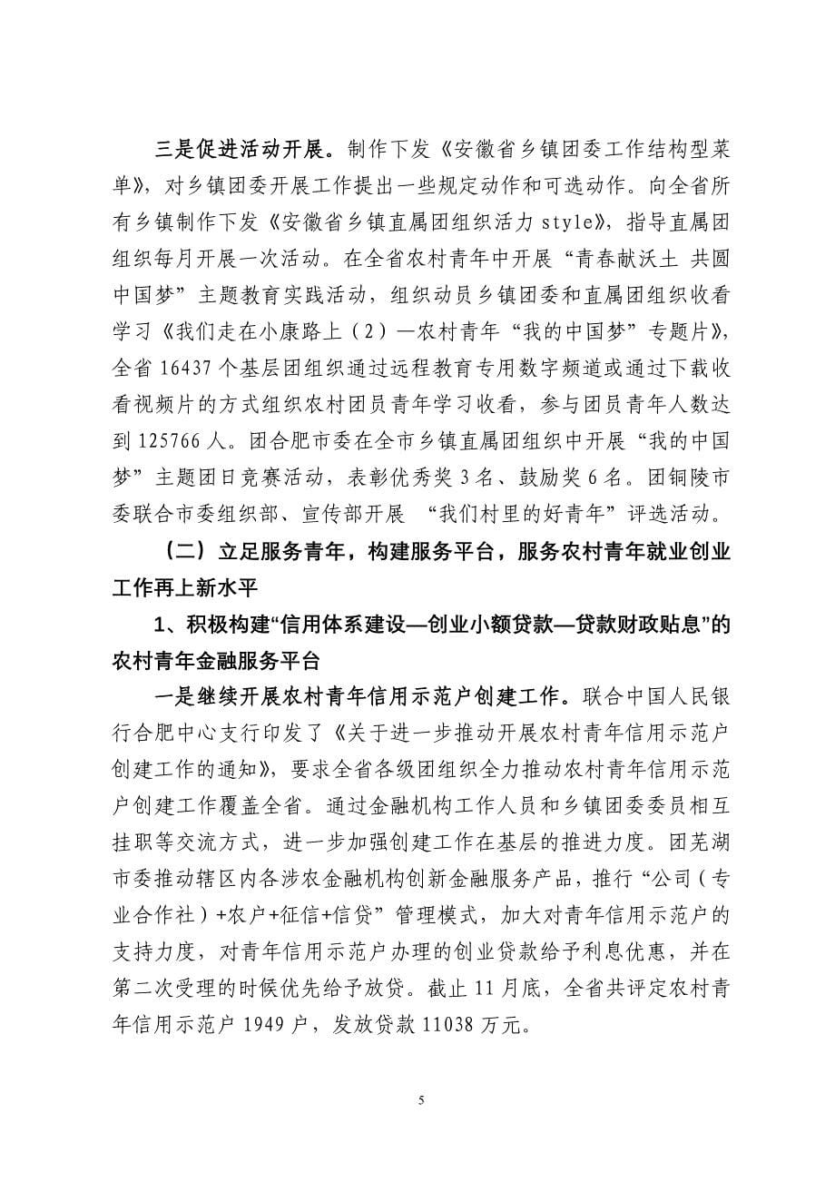 安徽省农村共青团工作总结和_第5页