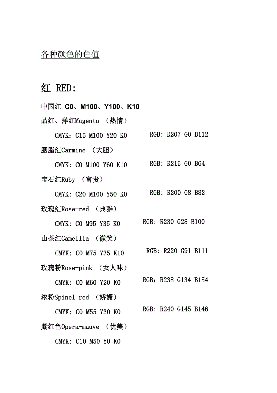 各种颜色的色值_第1页