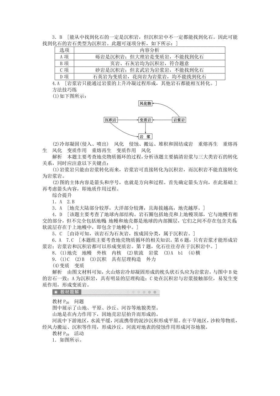 高中地理 第二单元 第1节 第1课时 地球内部圈层结构及岩石圈的结构、组成与物质循环课时作业 鲁教版必修1_第5页