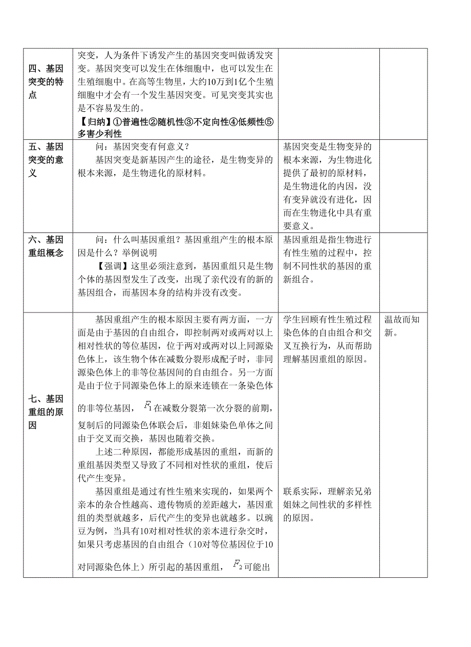 第五章第1节基因突变和基因重组教学设计_第3页