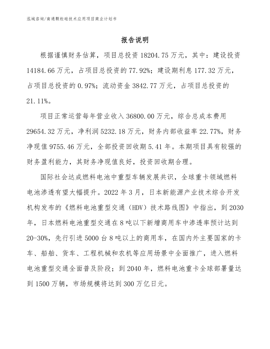 南通颗粒硅技术应用项目商业计划书模板_第2页