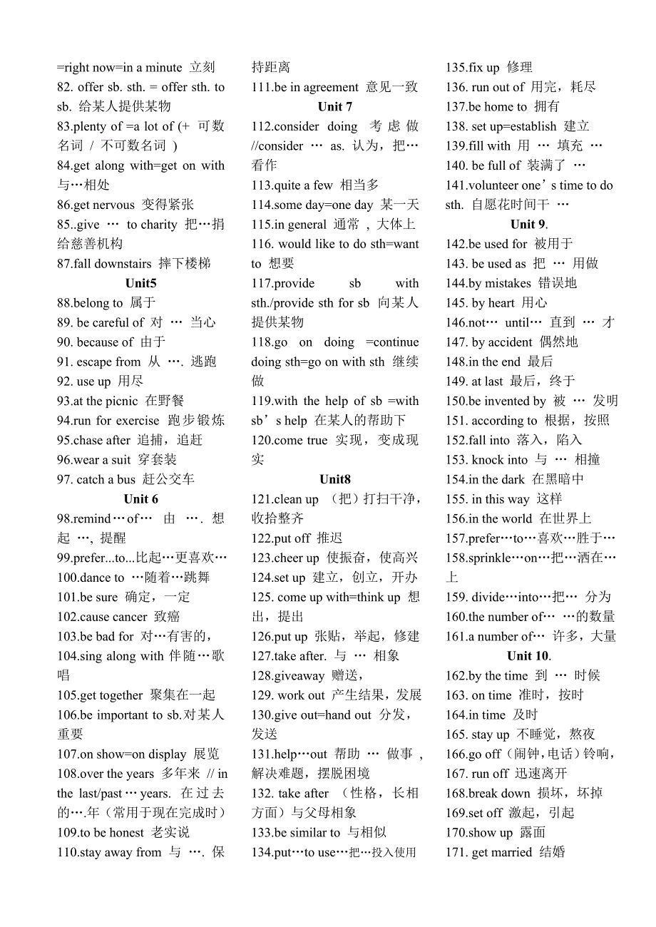 新目标九年级重点短语聚焦(Unit1-Unit15)_第2页