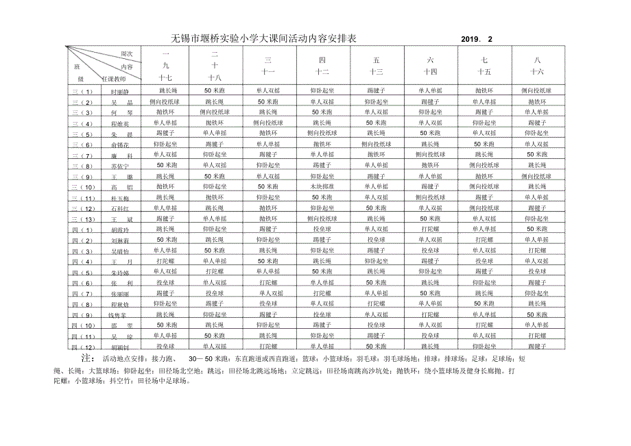 堰桥小学体锻活动内容安排表2010-无锡堰桥小学_第2页