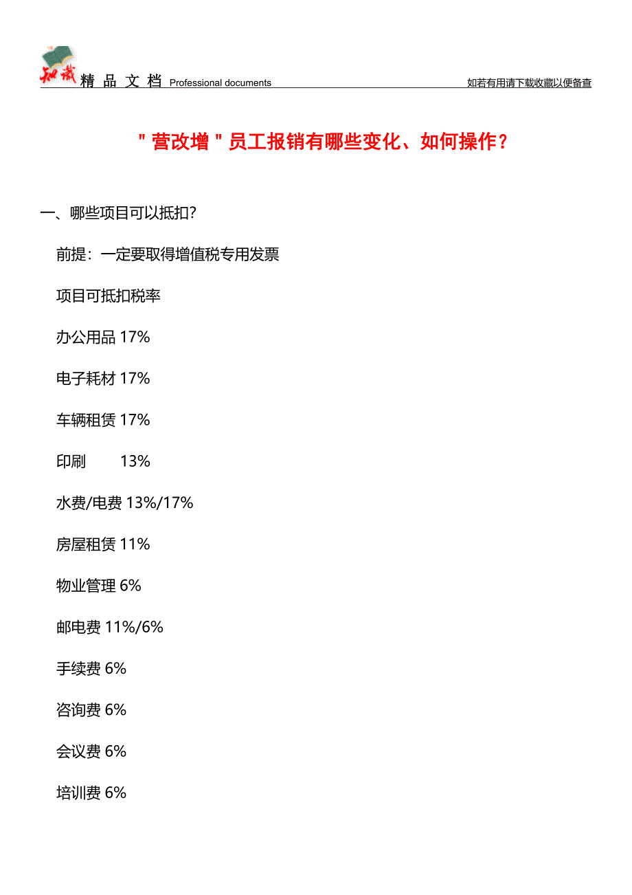 ＂营改增＂员工报销有哪些变化、如何操作？【推荐文章】.doc_第1页