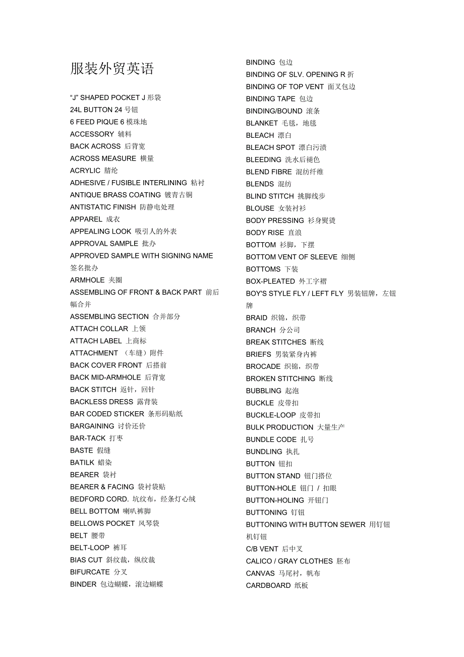 服装外贸英语知识大全_第1页