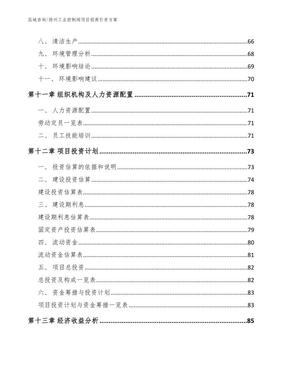 扬州工业控制阀项目招商引资方案（参考范文）_第5页