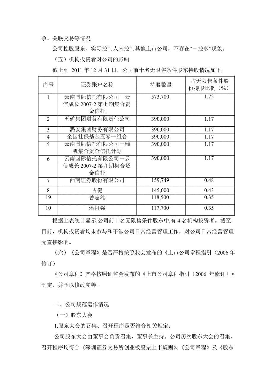 福安药业：关于加强上市公司治理专项活动的自查事项报告_第5页