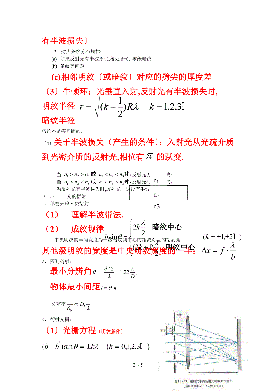 大学物理复习提纲(下册)_第2页